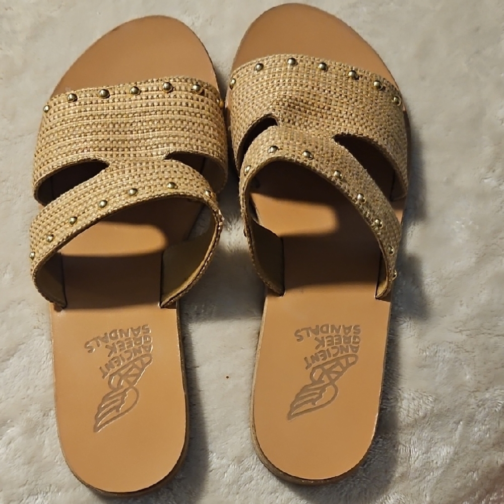 Ancient Greek Sandals Tan Woven Sandals